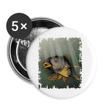 Conception de la pêche sous-marine à la carpe - Lot de 5 petits badges (25 mm) - blanc - Devant