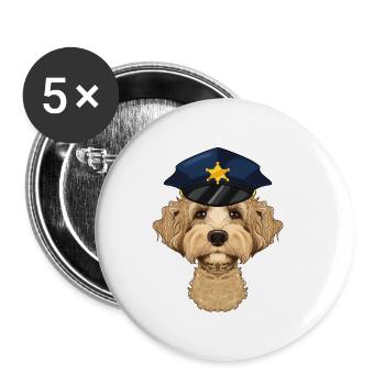 Police Labaradoodle Maître canin I Chien policier I - Lot de 5 petits badges (25 mm) - blanc - Devant