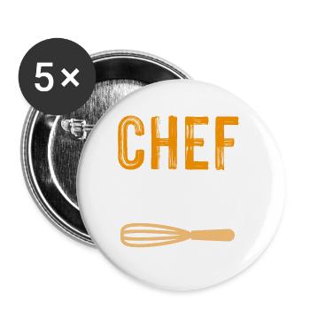 chef koch großvater - Buttons klein 25 mm (5er Pack) - Weiß - Vorne
