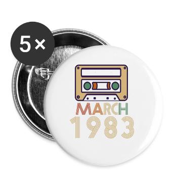 39. Geburtstag Geschenk März 1983 - Buttons klein 25 mm (5er Pack) - Weiß - Vorne