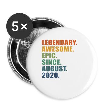 3e anniversaire, août 2020, 3e anniversaire - Lot de 5 petits badges (25 mm) - blanc - Devant