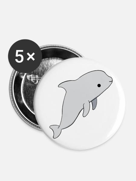 Entzückender Delfin - Buttons klein 25 mm (5er Pack) - Weiß