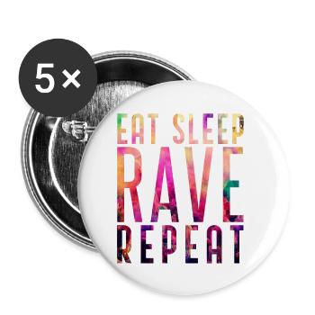EAT SLEEP RAVE REPEAT T-Shirt Raver - Buttons klein 25 mm (5er Pack) - Weiß - Vorne
