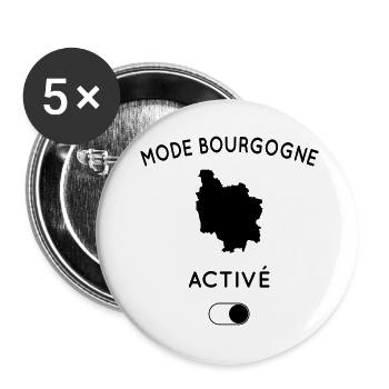 Mode Bourgogne activé - Lot de 5 petits badges (25 mm) - blanc - Devant