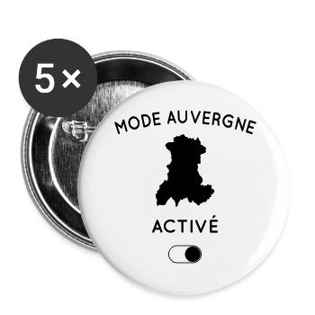 Mode Auvergne activé - Lot de 5 petits badges (25 mm) - blanc - Devant