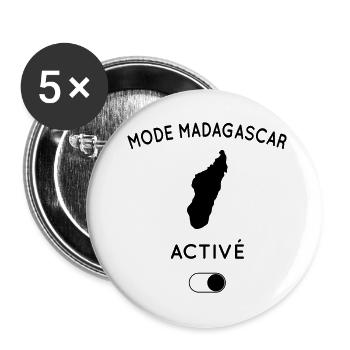 Mode Madagascar activé - Lot de 5 petits badges (25 mm) - blanc - Devant
