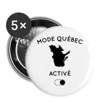 Mode Québec activé - Lot de 5 petits badges (25 mm) - blanc - Devant