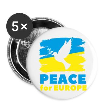Peace for Europe Taube Ukraine Frieden мир Krieg - Buttons klein 25 mm (5er Pack) - Weiß - Vorne