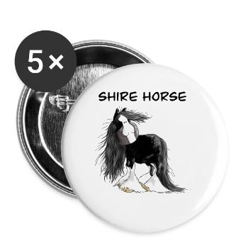 Shire Horse I Kaltblut Pferd - Buttons klein 25 mm (5er Pack) - Weiß - Vorne