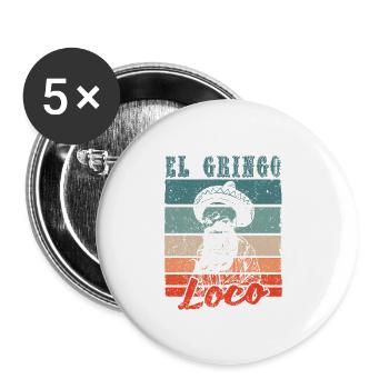 El Gringo Loco Bad Hombre Drôle Cinco De Mayo - Lot de 5 petits badges (25 mm) - blanc - Devant