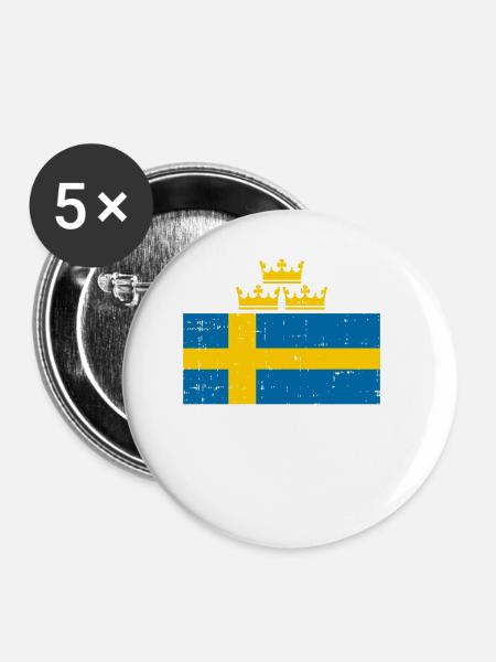 Schweden - Buttons klein 25 mm (5er Pack) - Weiß