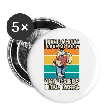 Lustiges Marathon läufer Fitness Ausdauersportler - Buttons klein 25 mm (5er Pack) - Weiß - Vorne