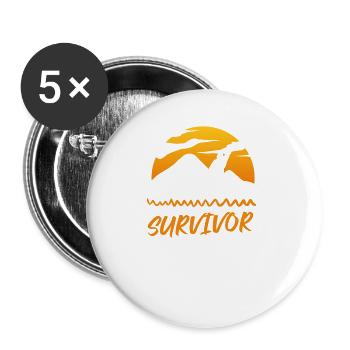 PHD Kandidat Survivor Funny Vintage - Buttons klein 25 mm (5er Pack) - Weiß - Vorne