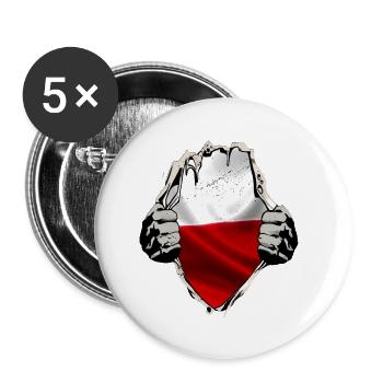 Polen - Polnische Flagge unterm Shirt - Buttons klein 25 mm (5er Pack) - Weiß - Vorne