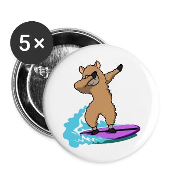 dab dabbing lama surfen animals weihnachten kinder - Buttons klein 25 mm (5er Pack) - Weiß - Vorne