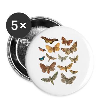 Cottagecore vêtements dark academia moth mode - Lot de 5 petits badges (25 mm) - blanc - Devant