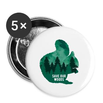 Environmental Protection Squirrel Climate Change - Buttons small 1''/25 mm (5-pack) - white - Front
