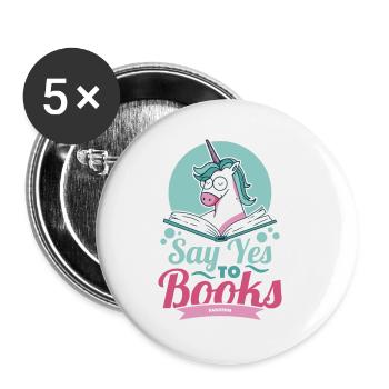 Say Yes To Books - Buttons klein 25 mm (5er Pack) - Weiß - Vorne