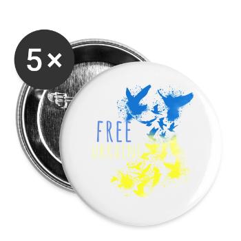 ukraine,free Ukraine,peace,friede,tauben,flagge - Buttons klein 25 mm (5er Pack) - Weiß - Vorne