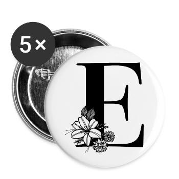 Letter E - Buttons small 1''/25 mm (5-pack) - white - Front