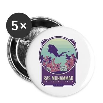 Parc national de Ras Muhammad - Égypte - Lot de 5 petits badges (25 mm) - blanc - Devant