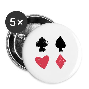 Cross Spade Heart Diamond Double Head Card Game - Buttons small 1''/25 mm (5-pack) - white - Front