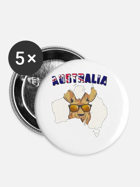 AUSTRALIA - Buttons klein 25 mm (5er Pack) - Weiß