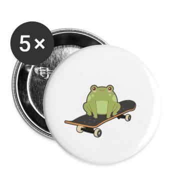 Lustiger Frosch Skateboard Cooler Froschliebhaber Amphibie - Buttons klein 25 mm (5er Pack) - Weiß - Vorne