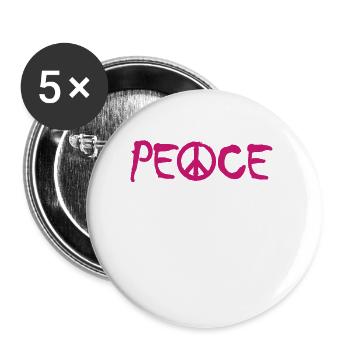 PAIX - avec le A comme symbole de paix Signe de paix - Lot de 5 petits badges (25 mm) - blanc - Devant