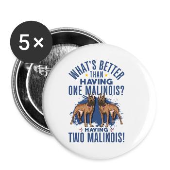 Belgischer Schäferhund Malinois - Buttons klein 25 mm (5er Pack) - Weiß - Vorne