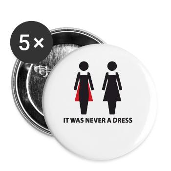 Equality - Feminism It was never a dress - Buttons small 1''/25 mm (5-pack) - white - Front