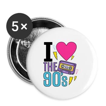 J’adore les années 90 - Lot de 5 petits badges (25 mm) - blanc - Devant