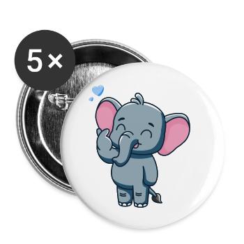 Süßer Baby Elefant mit Herz - Buttons klein 25 mm (5er Pack) - Weiß - Vorne