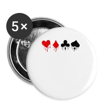 Joueur de poker Texas Night Tournament Cartes de poker - Lot de 5 petits badges (25 mm) - blanc - Devant