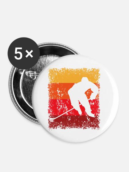 Eishockeyspieler - Buttons klein 25 mm (5er Pack) - Weiß