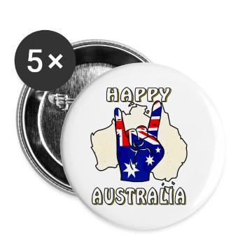 HAPPY AUSTRALIA - Buttons small 1''/25 mm (5-pack) - white - Front