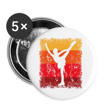 Schlittschuhlaufen Schlittschuhlauf Eiskunstlauf - Buttons klein 25 mm (5er Pack) - Weiß - Vorne