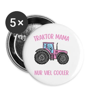 Traktor Mama Muttertag Landwirtin Trecker - Buttons klein 25 mm (5er Pack) - Weiß - Vorne