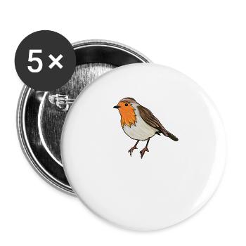 Rotkehlchen Vogel des Jahres Rotkehlchen - Buttons klein 25 mm (5er Pack) - Weiß - Vorne