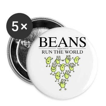 Vegan Bohne cooler Spruch - Buttons klein 25 mm (5er Pack) - Weiß - Vorne