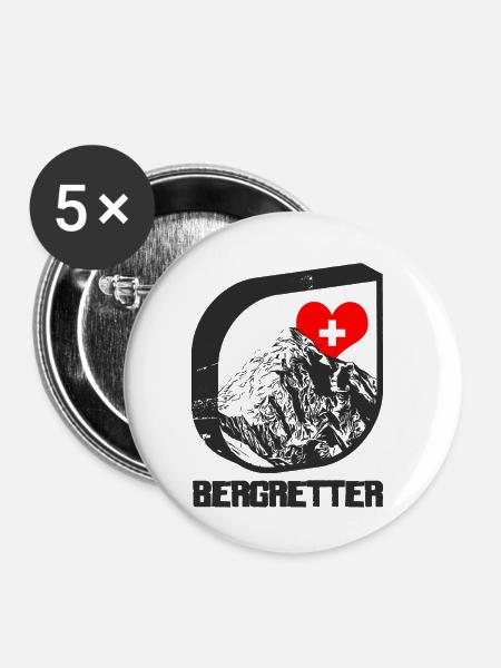Bergretter - Buttons klein 25 mm (5er Pack) - Weiß