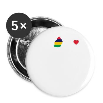 Mauritius Heartbeat Mauritius Gift - Buttons small 1''/25 mm (5-pack) - white - Front