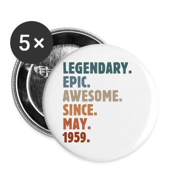 Cadeau d’anniversaire vintage de mai 1959 - Lot de 5 petits badges (25 mm) - blanc - Devant