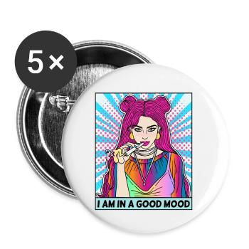 POP-ART ARTWORK JOINT SMOKING FEMME - Lot de 5 petits badges (25 mm) - blanc - Devant