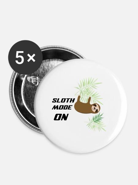Sloth - Buttons klein 25 mm (5er Pack) - Weiß