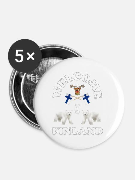 WTF oder Welcome to Finland. - Buttons klein 25 mm (5er Pack) - Weiß