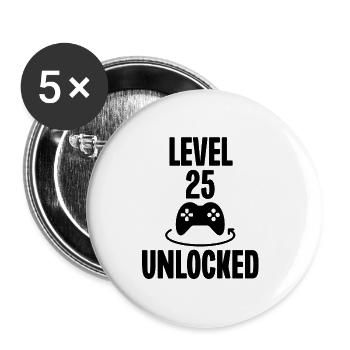 Level 25 Freigeschaltet - Buttons klein 25 mm (5er Pack) - Weiß - Vorne