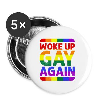Woke Up Gay Again LGBT-Q Lesbienne Trans Queer - Lot de 5 petits badges (25 mm) - blanc - Devant