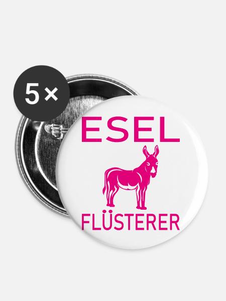 Donkey Esel - Buttons klein 25 mm (5er Pack) - Weiß