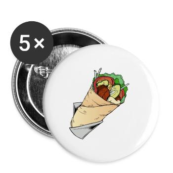 Yufka vendeur kebab kebab viande comme toujours? - Lot de 5 petits badges (25 mm) - blanc - Devant